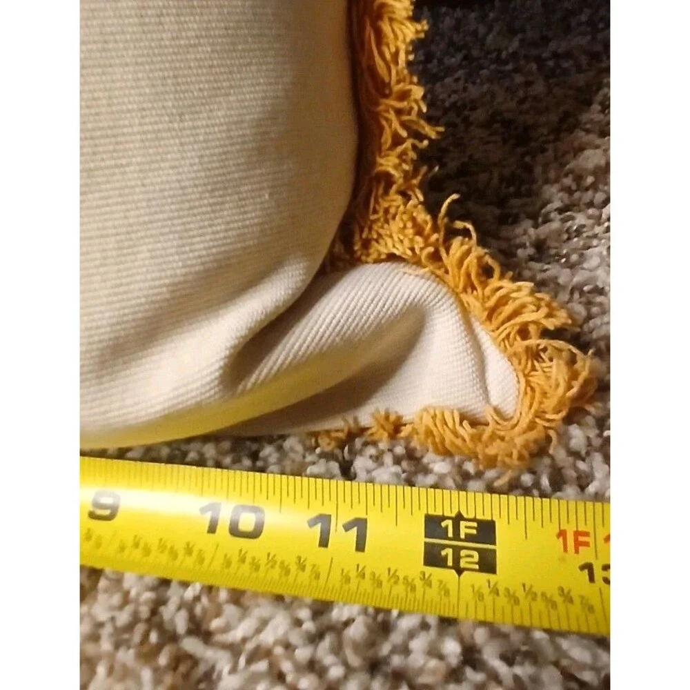 Crate And Barrel Lumbar Down Pillow 12x24 Fall Yellow Rust Plum Boho Embroidered